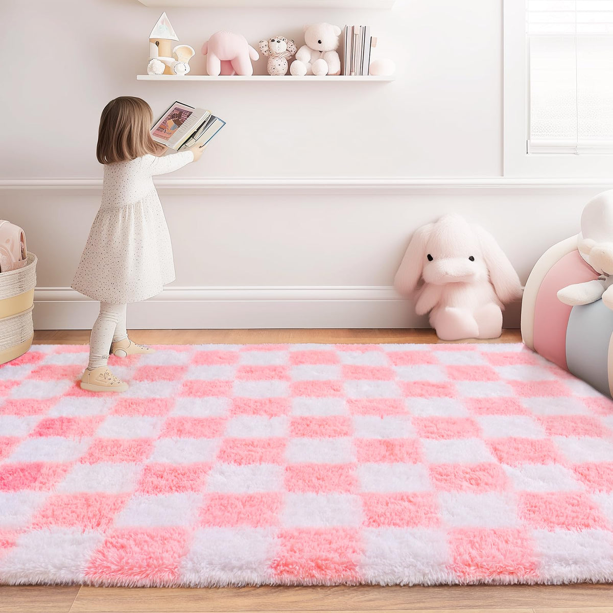 8x10 Area Rugs for Living Room, Large Ultra Fluffy Fuzzy Shag Rug for Bedroom, Modern Plush Soft High Pile Upgrade Non-Slip Carpet for Kids Girls and Boys Room Decor, Tie-Dyed Blue Grey