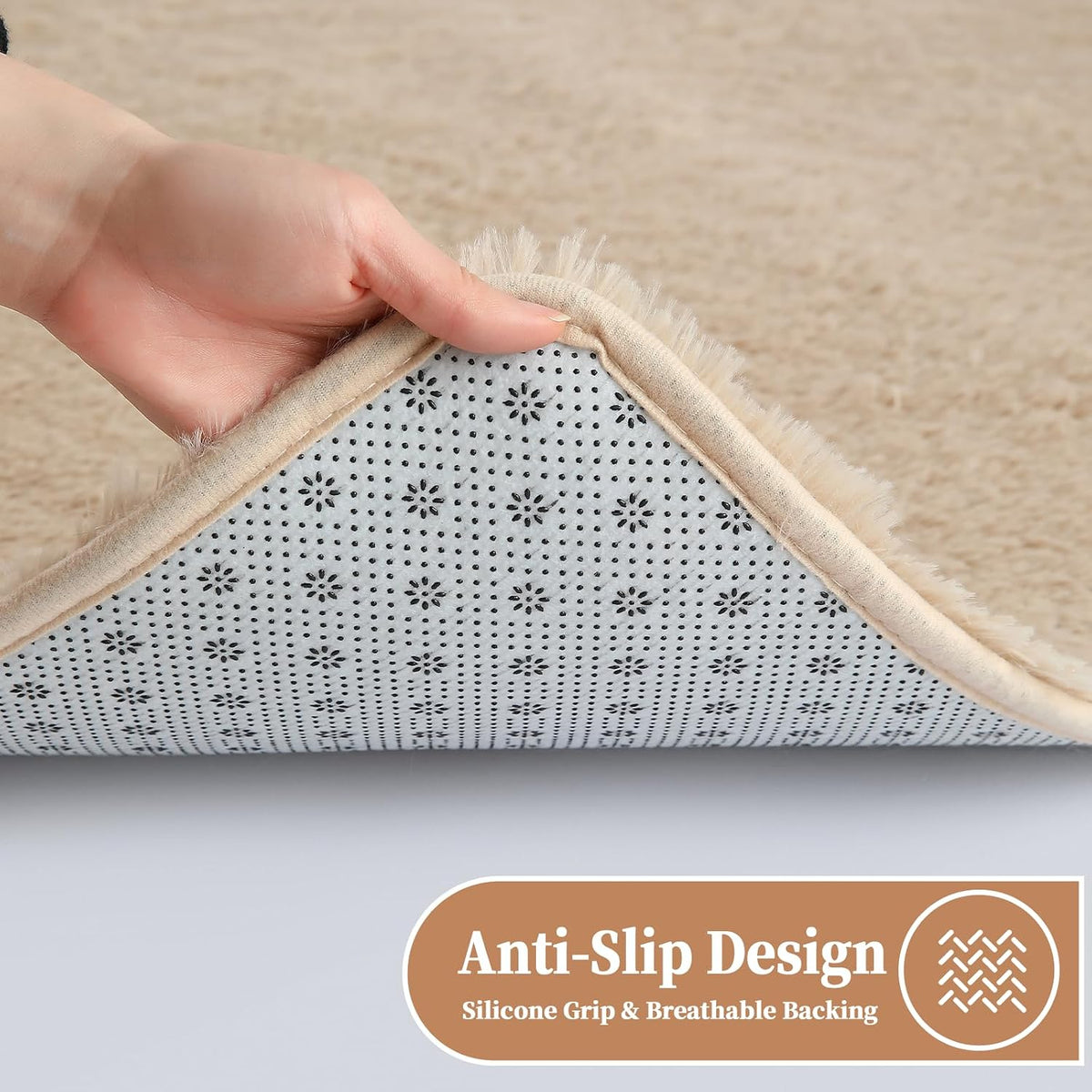 ThreadGlobe Premium Shag Area Rug 8'x10', Beige Ultra Plush Rugs for Living Room, Non-Slip Carpet for Bedroom & Nursery Rooms, Smooth Touch Luxurious Floor Decor, Beige, 8x10 Ft