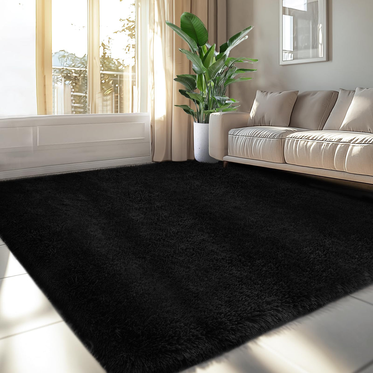 Topmaxcs Fluffy 8x10 Area Rug for Living Room – Grey Shag Plush Rugs