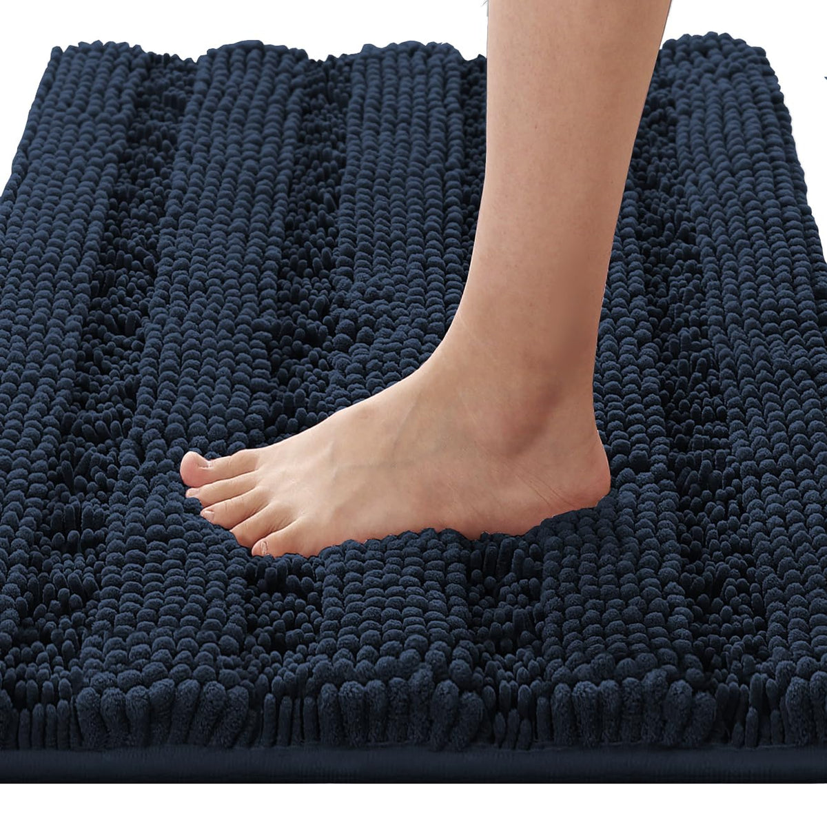 H.VERSAILTEX Sage Bathroom Rugs, Bath Mat Set of 2 Extra Thick Chenille Striped Pattern Shaggy Bath Rugs for Bath Room, Non Skid Bath Mats for Bathroom Floor (32 x 20 Plus 24 x 17 - Inches)