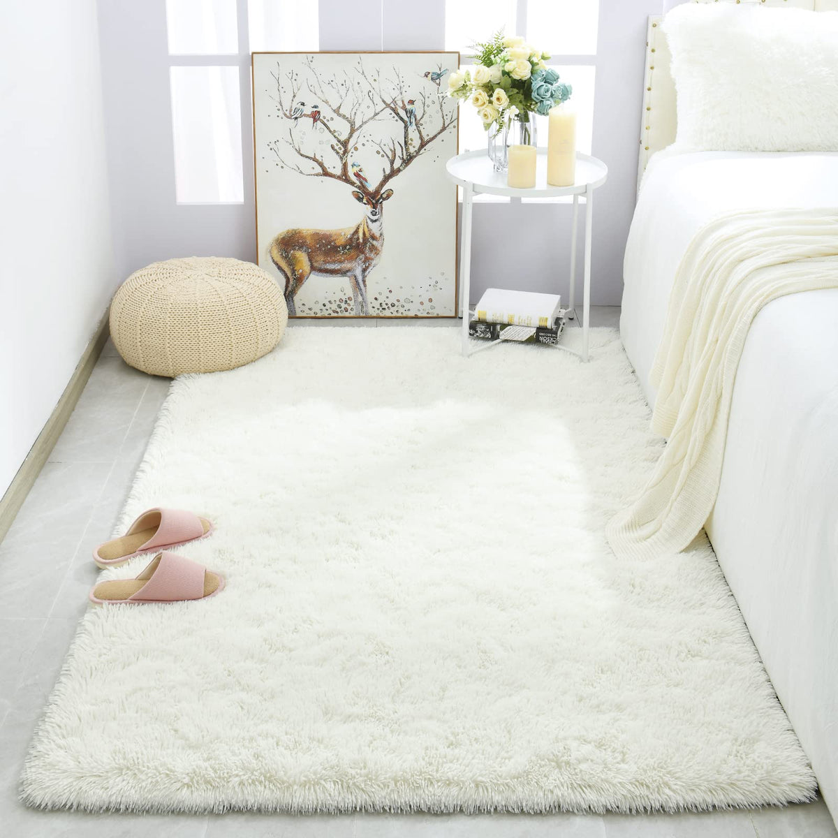 Merelax Soft Modern Indoor Large Shaggy Rug for Livingroom Bedroom Dorm Kids Room Home Decor, Non-Slip Plush Fluffy Furry Fur Area Rugs Comfy Nursery Accent Floor Carpet 9x12 Feet, Black