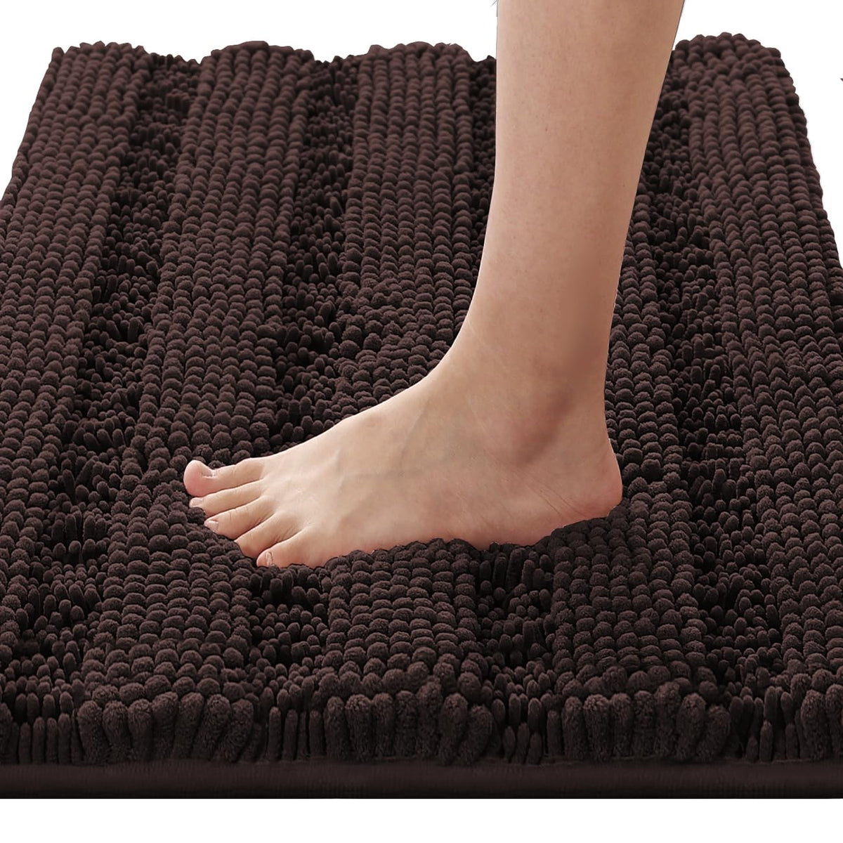 H.VERSAILTEX Sage Bathroom Rugs, Bath Mat Set of 2 Extra Thick Chenille Striped Pattern Shaggy Bath Rugs for Bath Room, Non Skid Bath Mats for Bathroom Floor (32 x 20 Plus 24 x 17 - Inches)