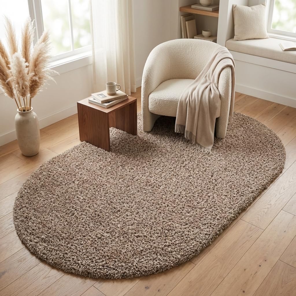 Unique Loom Solid Shag Collection Area Rug (8' x 10' Rectangle, Sandy Brown)