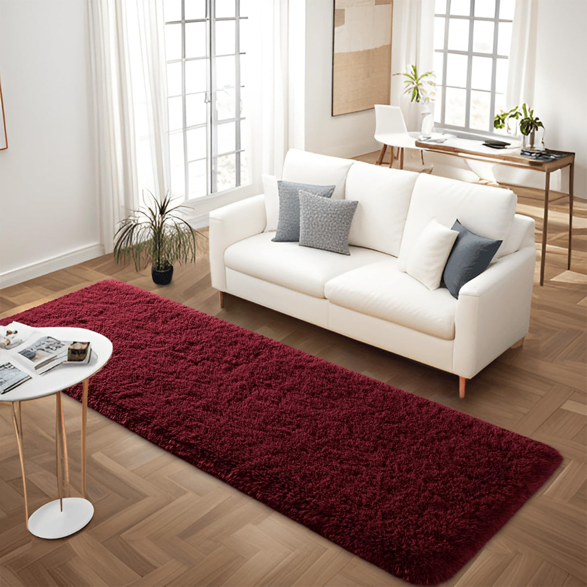 5x7 Plush Burgundy Red Area Rug