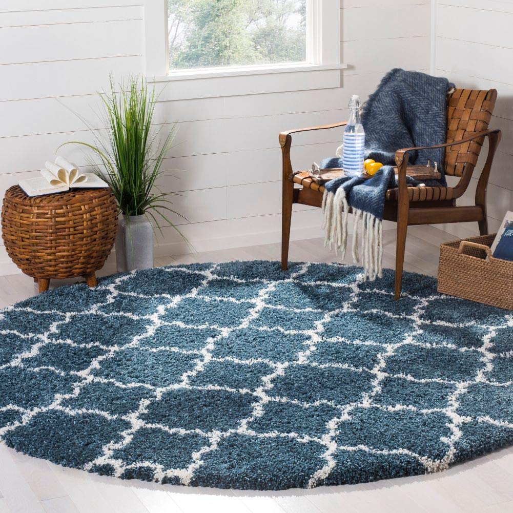 SAFAVIEH Hudson Shag Rug 9'x12', Soft Plush Modern Navy & Ivory SGH282C