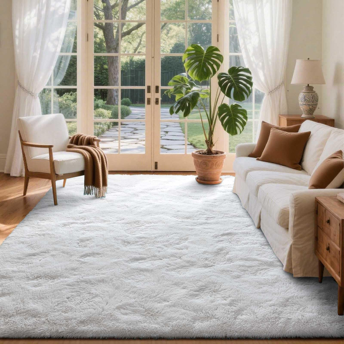 8x10 Ft Extra Large Shag Rugs for Living Room, Tie Dyed Ultra Soft Fluffy Furry Area Rugs for Bedroom Indoor Floor, Aesthetic Carpet for Kids Home Decor (Dark Grey)