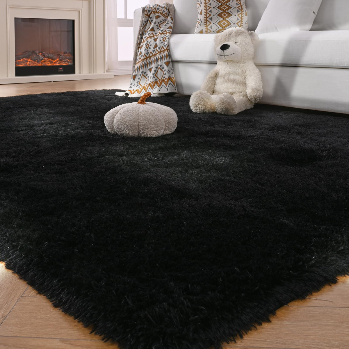 Grey Shag Rug for Living Room 6x9 - Soft Fluffy Plush Area Carpet