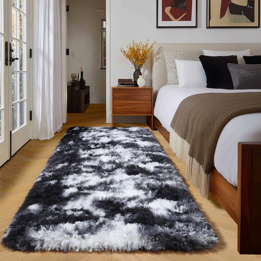 Amdrebio Burnt Orange Shag Plush Large Area Rug 6x9 for Living Room Bedroom