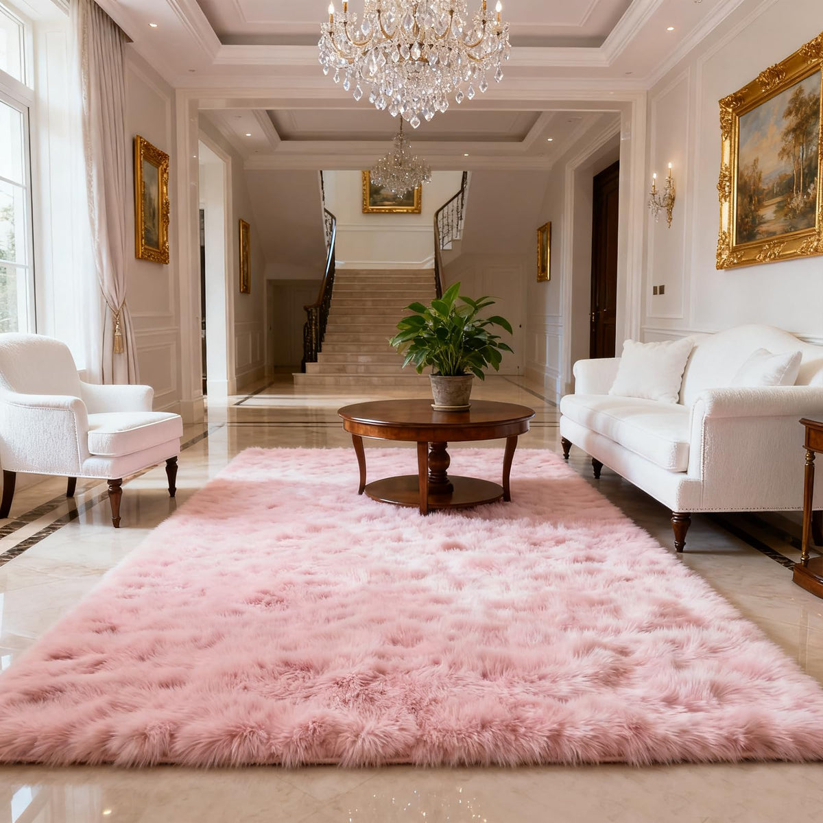 8x10 ft Area Rugs for Living Room Bedroom, Beige Tie-dye Non-Slip Soft Fluffy Shag Carpet, Large Bedside Indoor Floor Area Rug for Kids Girls and Boys, Dorms, Nursery Rooms, Home Decor Aesthetic