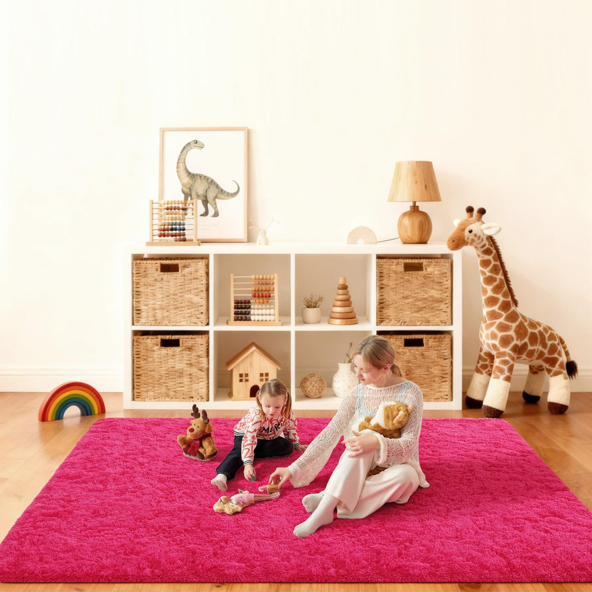 5x7 Large Fluffy Area Rugs for Living Room Bedroom, Light Tan