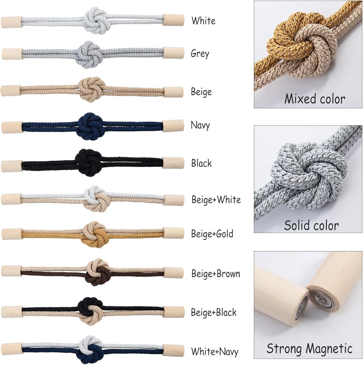 Magnetic Curtain Tiebacks Holdbacks Rope Curtain Tie Backs Outdoor Contoeey