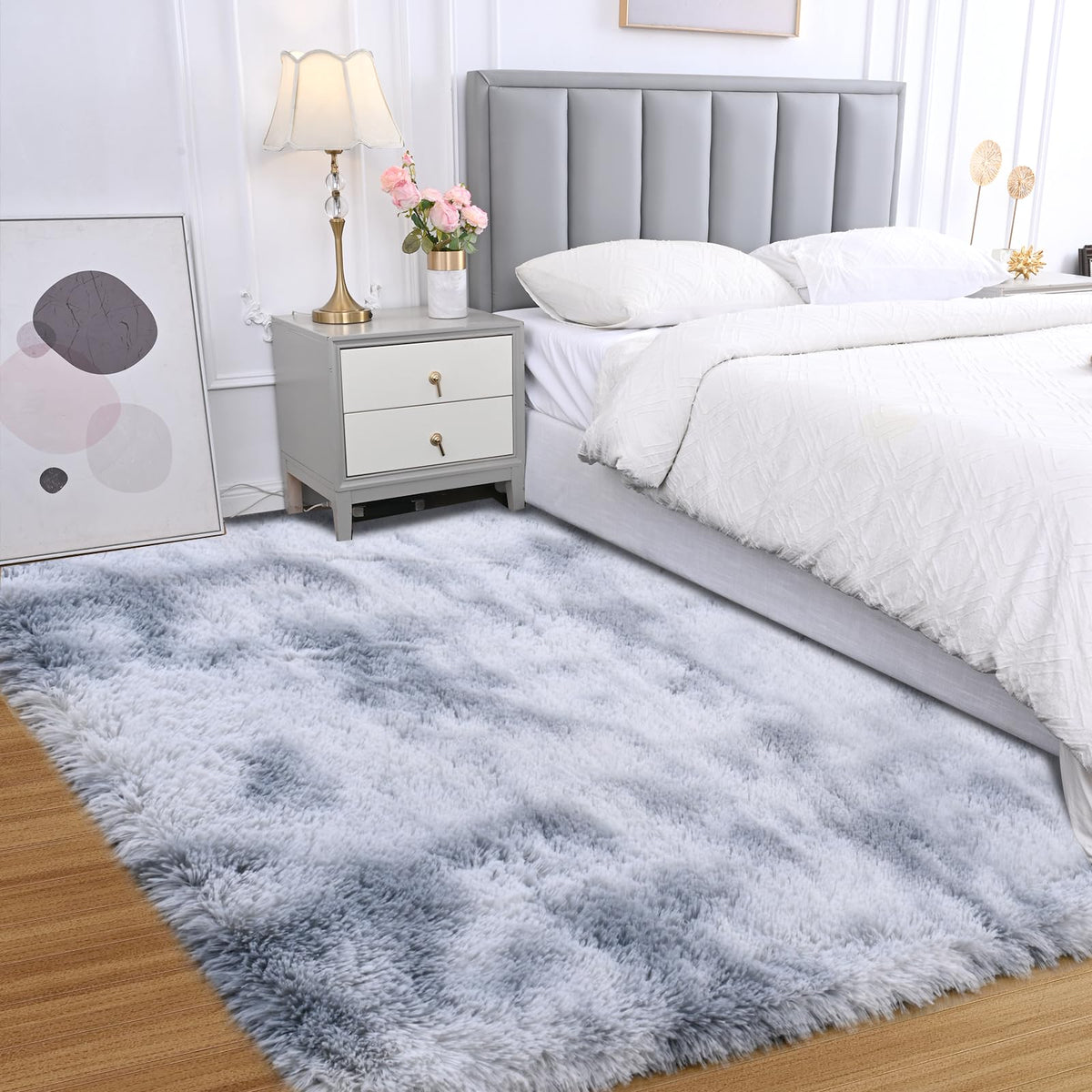 Grey Shag Rug for Living Room 6x9 - Soft Fluffy Plush Area Carpet