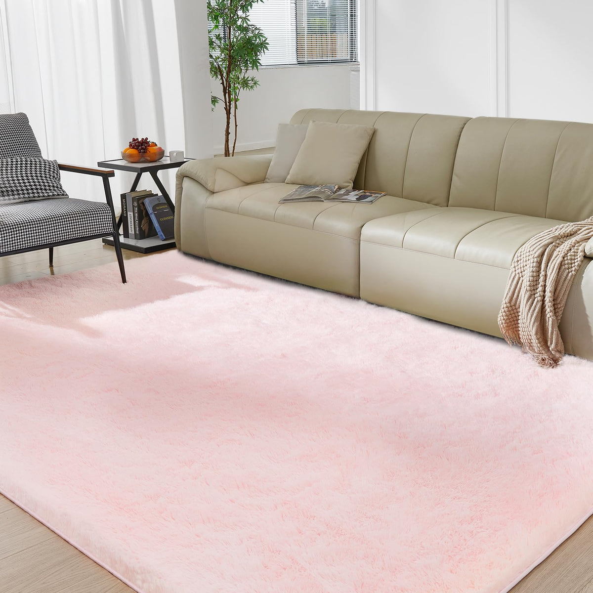 Ultra Soft Rug for Living Room, 8X10 Fluffy Shag Area Rug for Bedroom, Modern Shaggy Carpets Fuzzy Rug for Teens Dorm Nursery Home Decor Aesthetic, Upgrade Anti-Skid Durable, Cream White