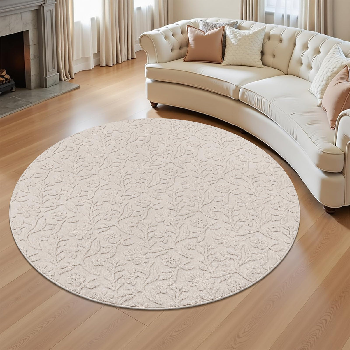 Vaukki 8x10 Area Rug for Living Room, Beige Throw Carpet for Bedroom