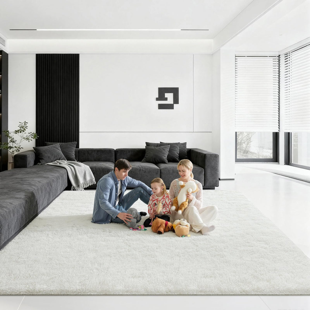 5x7 Large Fluffy Area Rugs for Living Room Bedroom, Light Tan