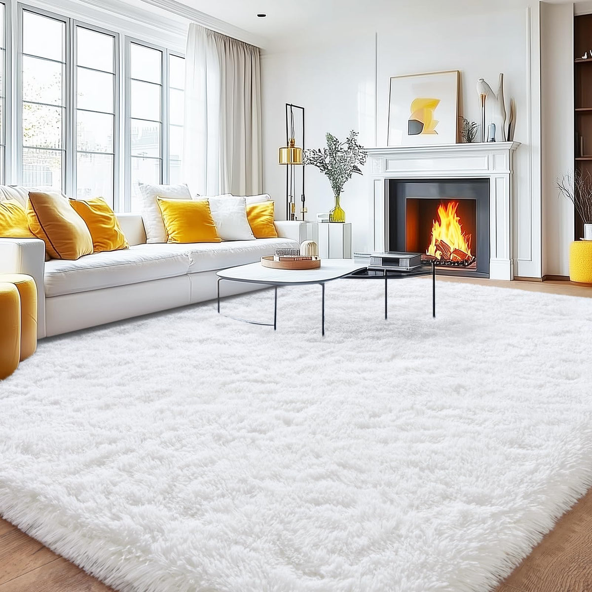 8x10 Area Rugs for Living Room, Large Ultra Fluffy Fuzzy Shag Rug for Bedroom, Modern Plush Soft High Pile Upgrade Non-Slip Carpet for Kids Girls and Boys Room Decor, Tie-Dyed Blue Grey