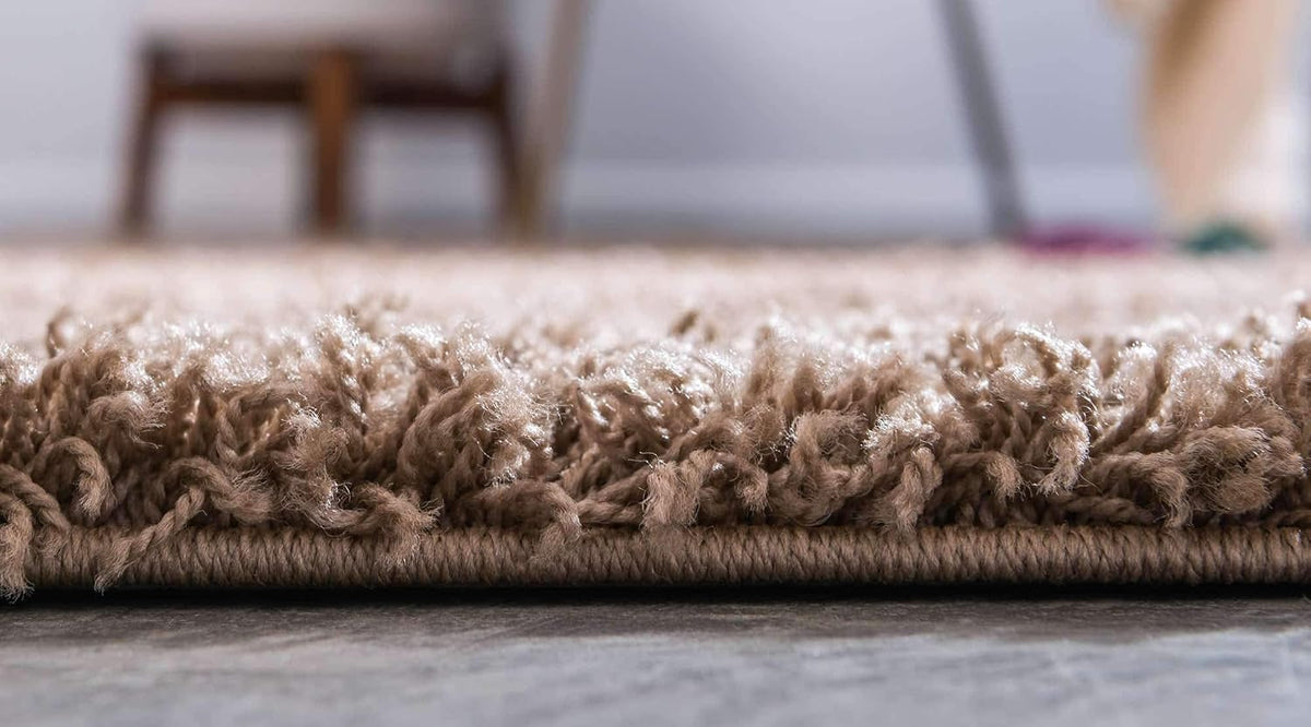Unique Loom Solid Shag Collection Area Rug (8' x 10' Rectangle, Sandy Brown)