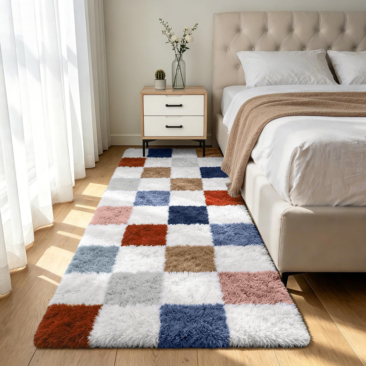 Shag Area Rugs for Bedroom Living Room,8X10 Ultra Soft Fluffy Area Rugs for Dorm,Indoor Carpet Plush Rugs for Living Room Home Decor,Tie-Dye Grey
