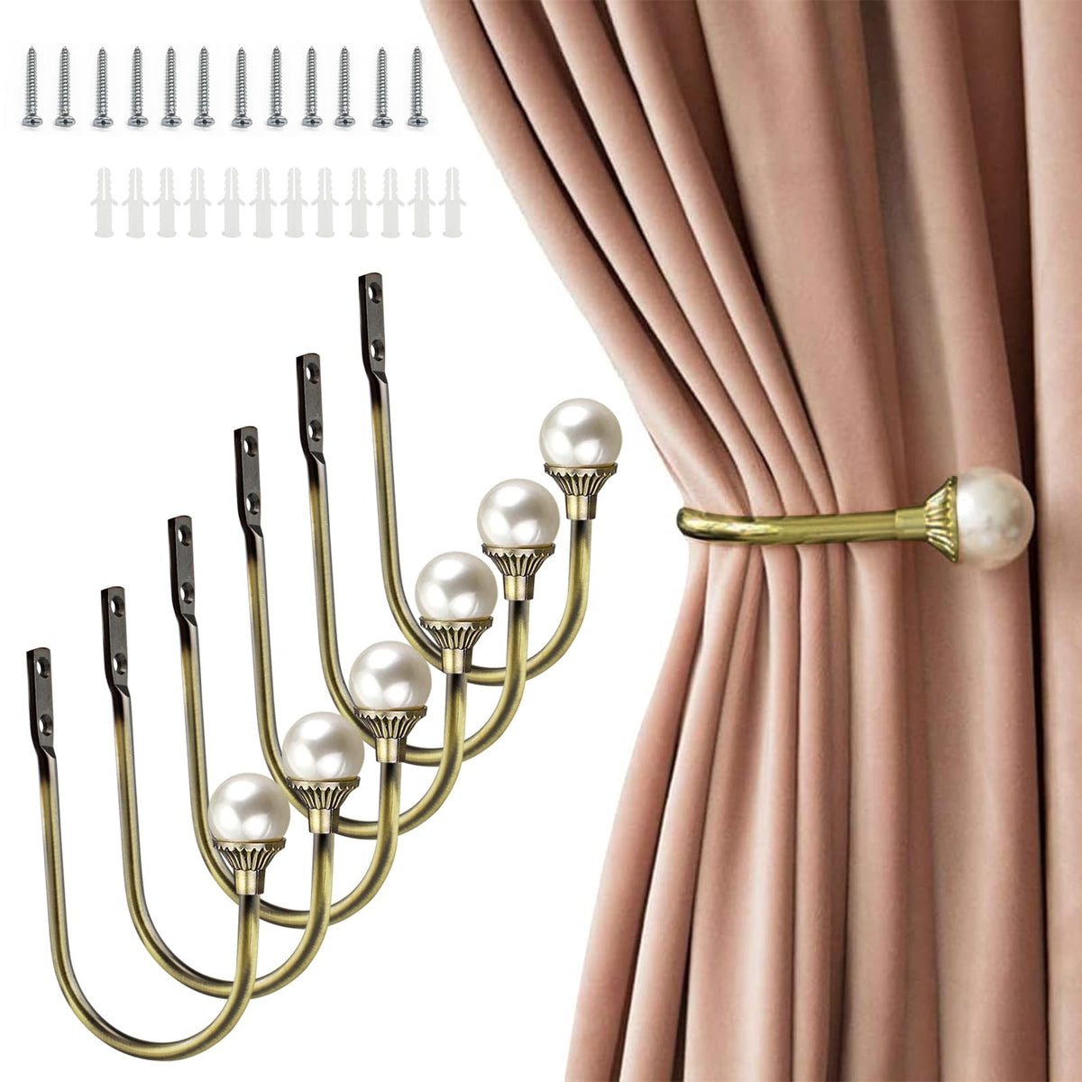COCIVIVRE 2 Pack Curtain Holdbacks Wall Mounted Curtain Tiebacks Hooks