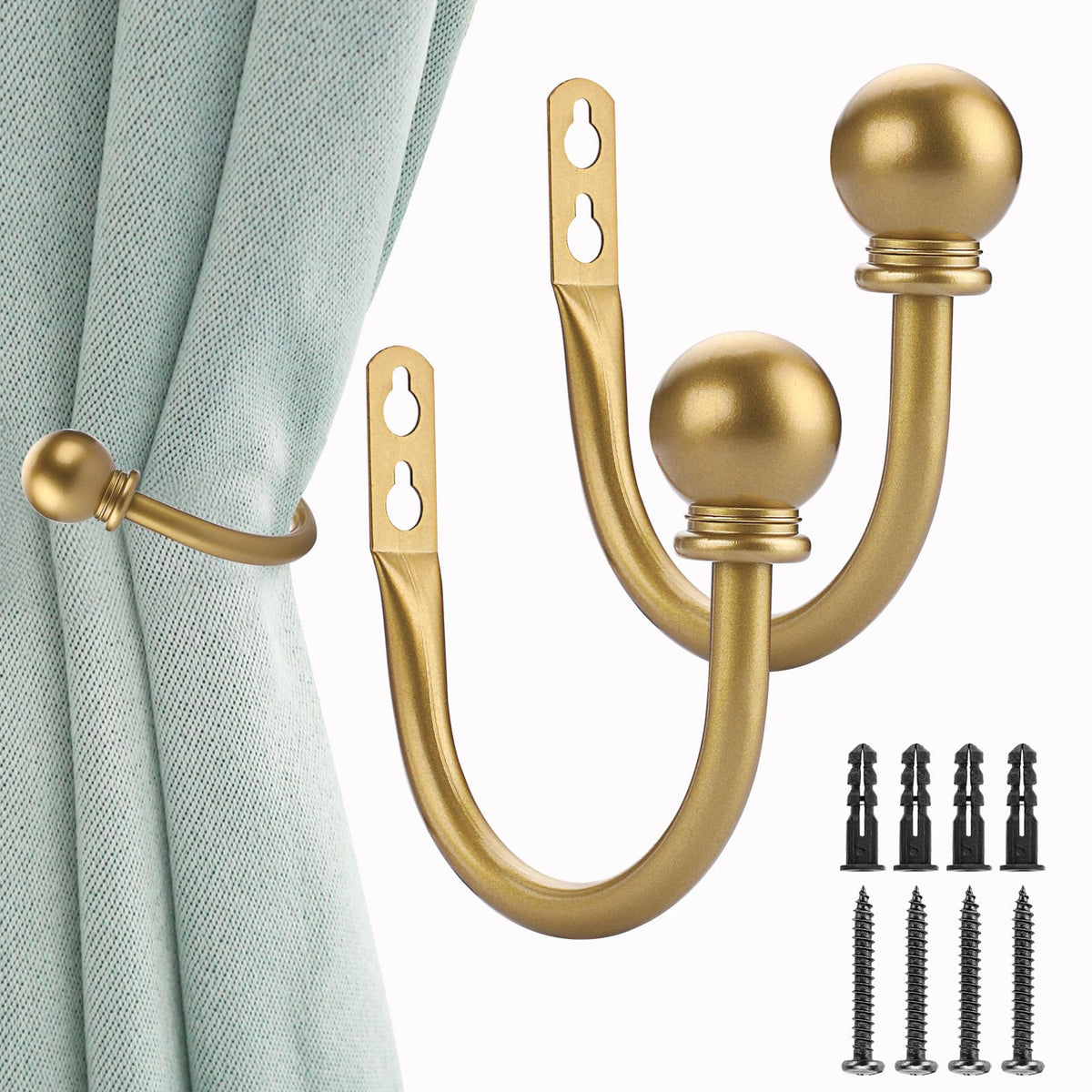 Sumnacon Curtain Holdbacks 2 Pcs Wall Mounted Curtain Tiebacks,White