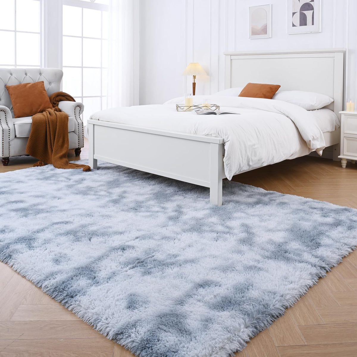 Grey Shag Rug for Living Room 6x9 - Soft Fluffy Plush Area Carpet