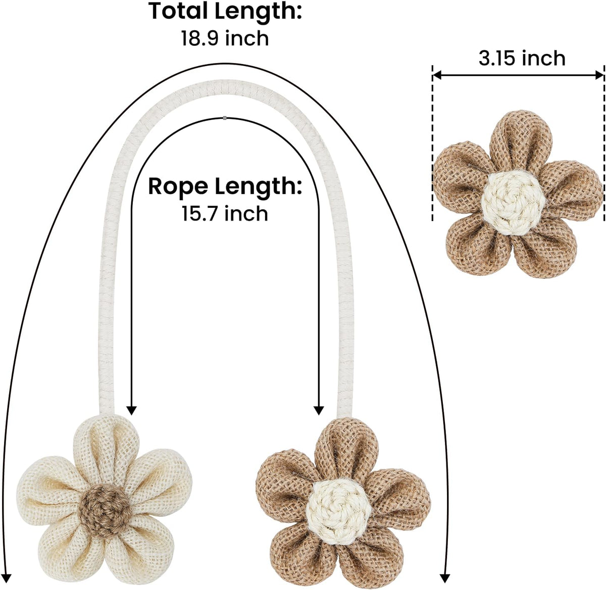 KLOGTSIND Flower Curtain Tiebacks, Decorative Curtain Holdbacks No Drill
