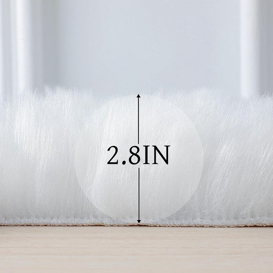 linmopm Faux Fur Sheepskin Fluffy Shag Fuzzy Rug, White, 2x6 ft Runner