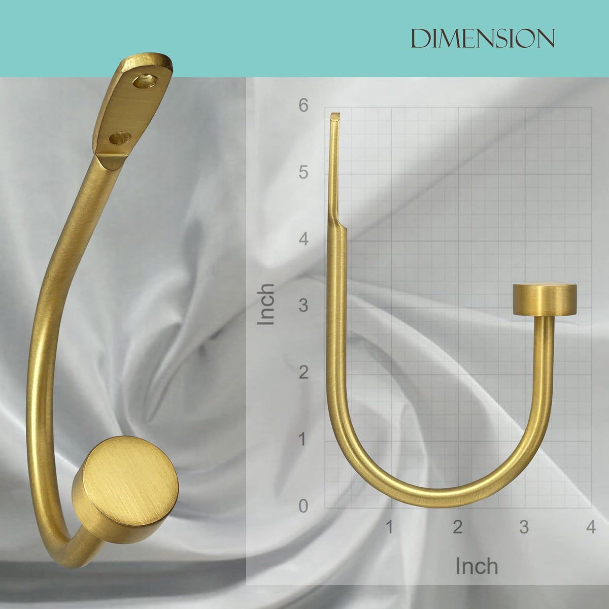 Quality Curtain Holdbacks, Solid Steel Curtain Holdback with Disk Finial,Electroplate Finishes, Set of 2 Window Curtain Tieback Hooks, Warm Gold