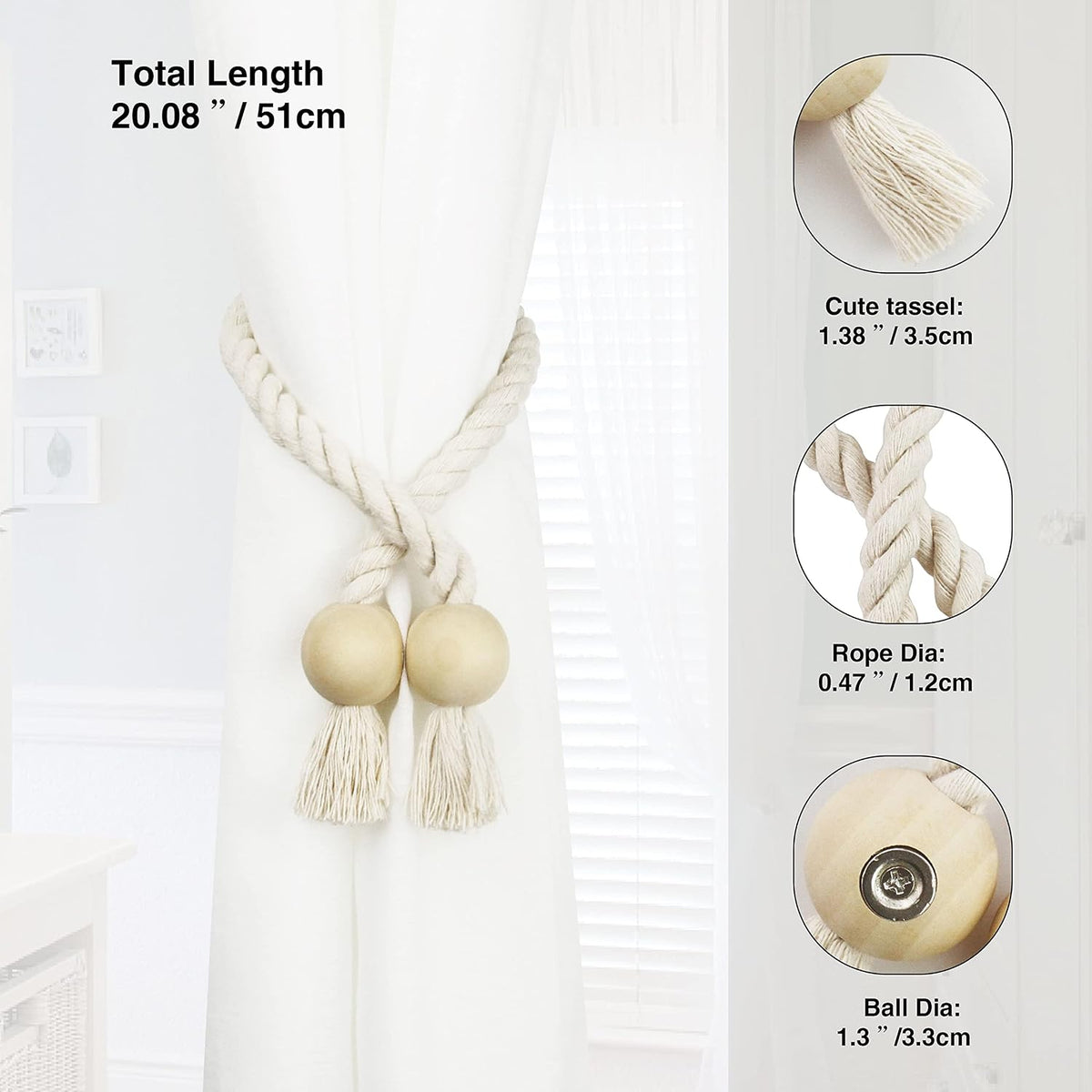Magnetic Curtain Tiebacks Decorative Tie Back Drapes Holdbacks Nieffeiy
