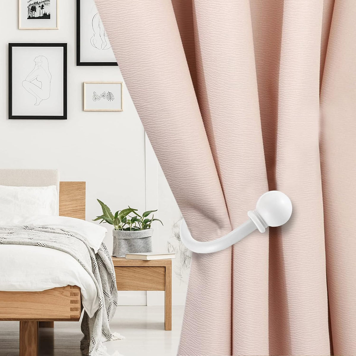 Sumnacon Curtain Holdbacks 2 Pcs Wall Mounted Curtain Tiebacks,White