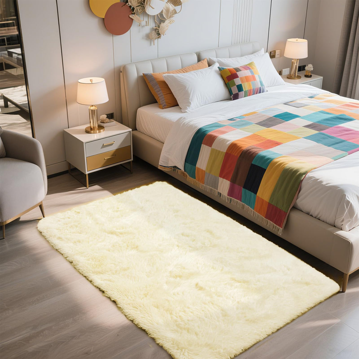 8x10 Fluffy Area Rugs for Living Room,Geometric Shag Area Rug for Bedroom