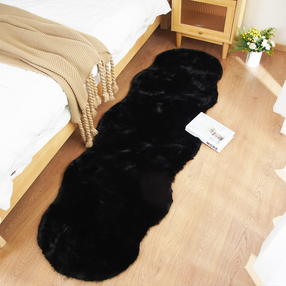 Ghouse White 8x10 Area Rug Fluffy Faux Rabbit Fur Rug White Plush Shag Rug for Living Room Bedroom, Playing Room, Nursery Room