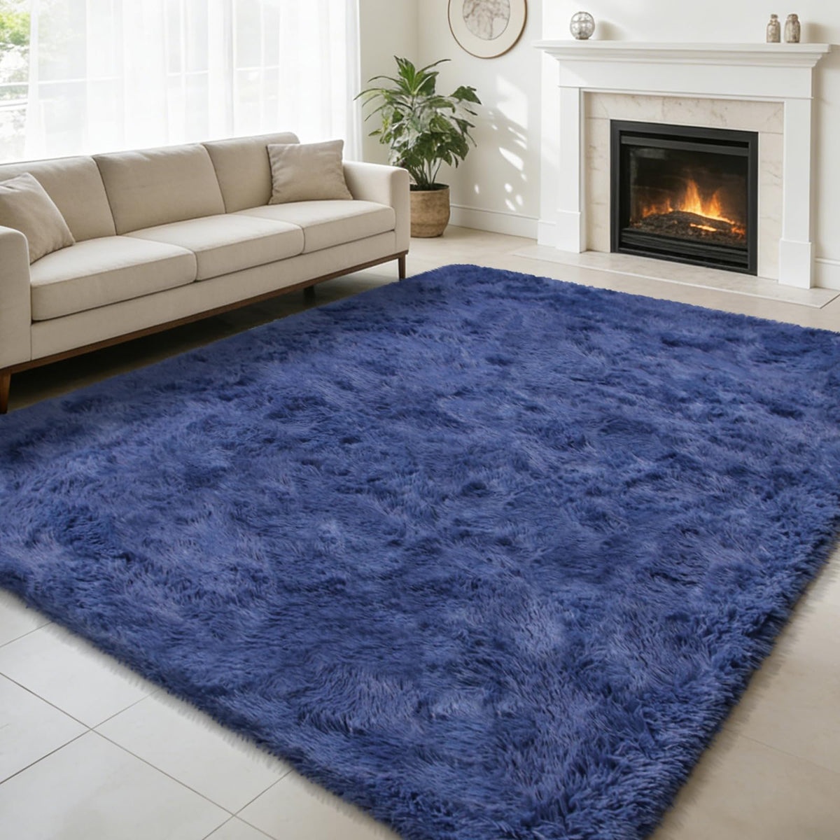 8x10 Fluffy Area Rugs for Living Room,Geometric Shag Area Rug for Bedroom