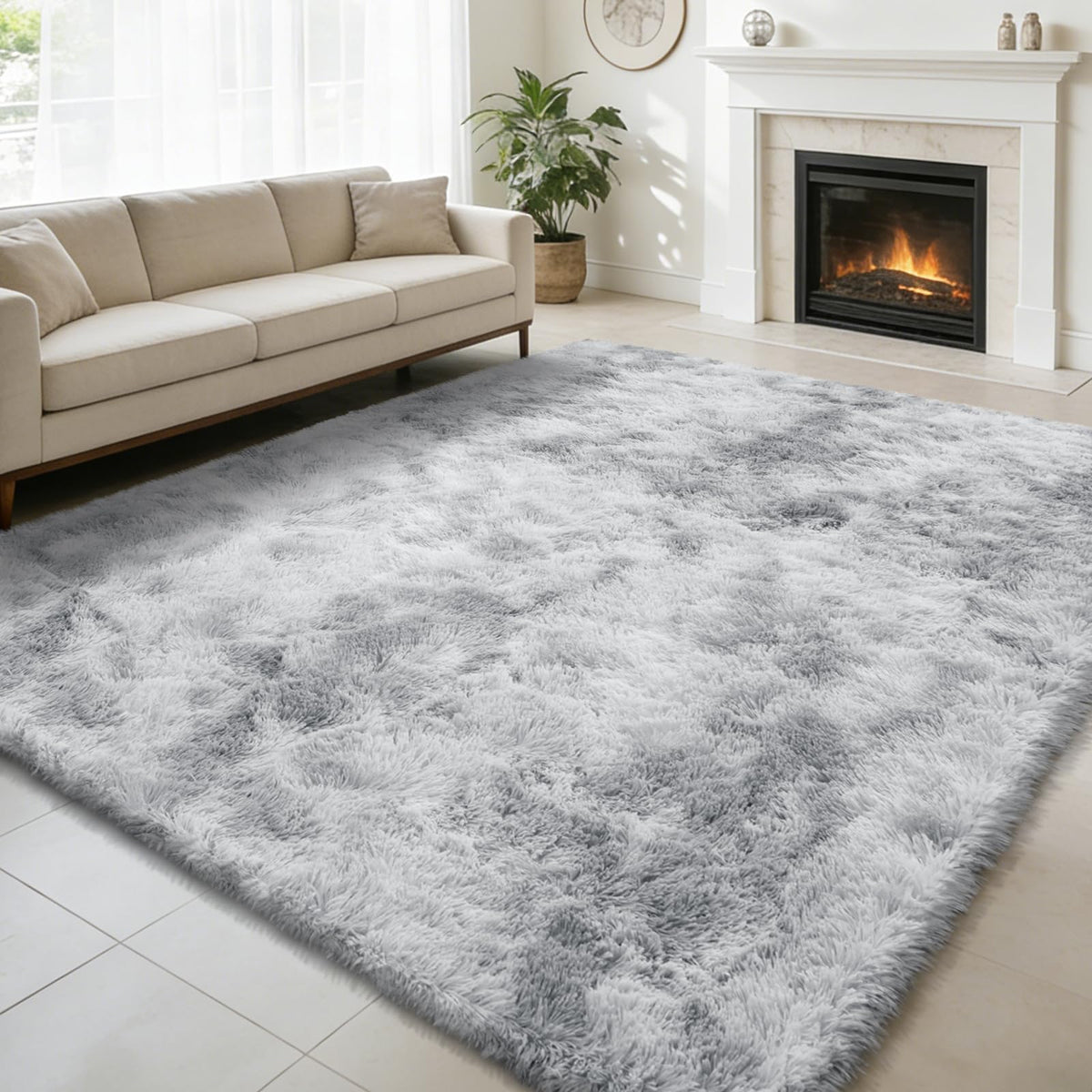 Pink Fluffy Round Area Rugs for Bedroom,3ft Shag Circle Small Area Rugs