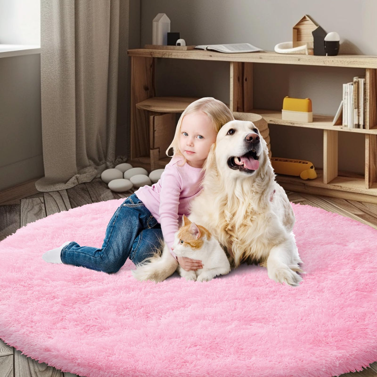 8x10 Area Rugs for Living Room,Cream Large Shaggy Carpet Plush Furry Rug
