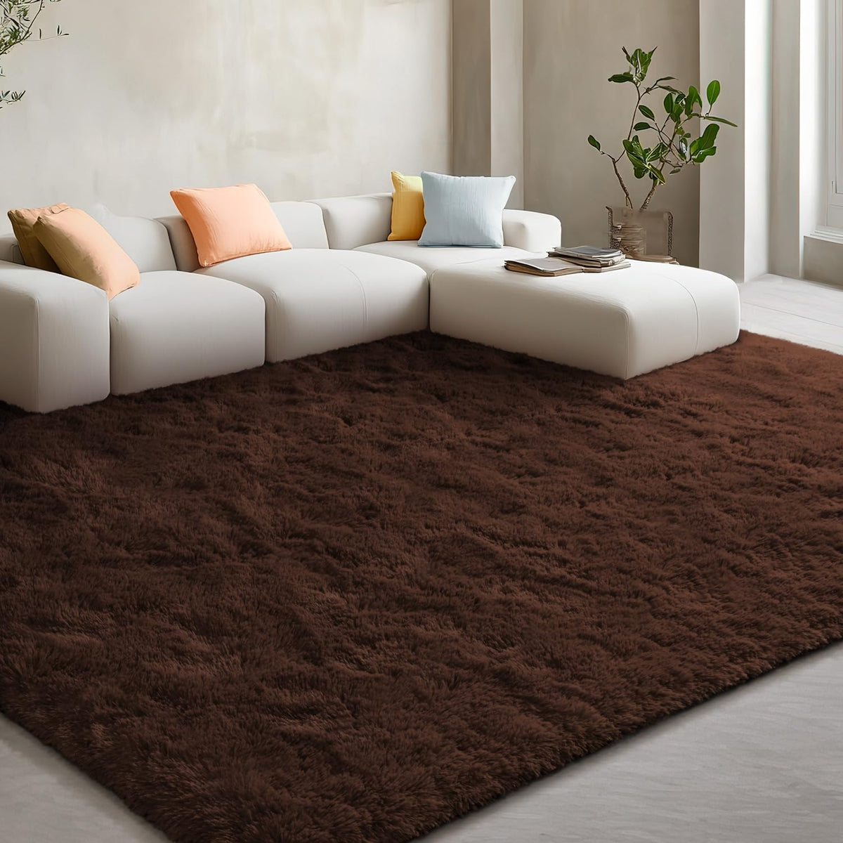 EVOIONOS Pink Round Rug for Bedroom, 4x4 Ft Fluffy Soft Circle Area Rugs for Living Room, Plush Shaggy Circular Carpet for Indoor Floor Bedside Girls Nursery, Machine-Washable Home Decor Aesthetic