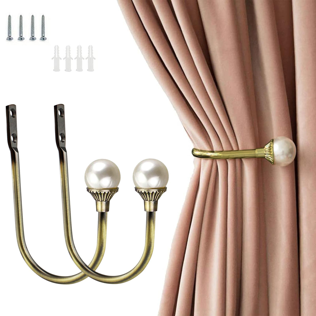 COCIVIVRE 2 Pack Curtain Holdbacks Wall Mounted Curtain Tiebacks Hooks