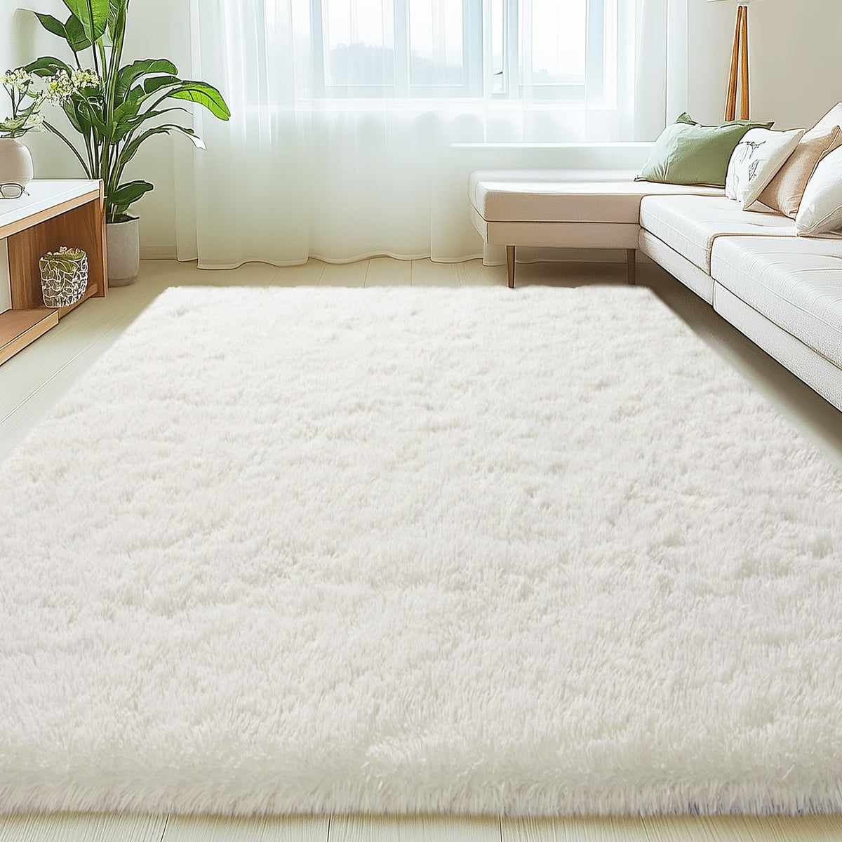 Mugorn 8x10 Area Rugs for Living Room, Large Fluffy Cream White Rugs