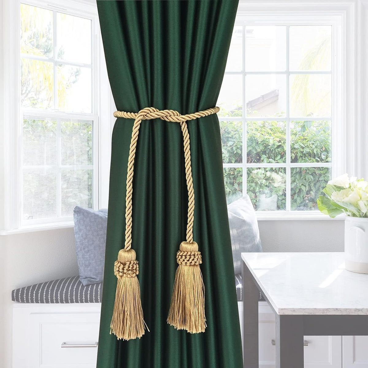Curtain Tiebacks Handmade Curtain Holdbacks Rope with Tassel