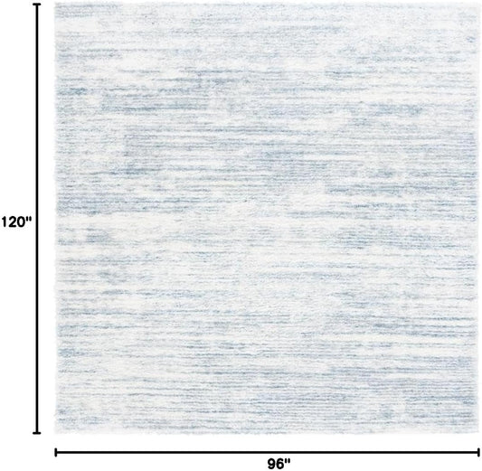 SAFAVIEH Area Rug 8x10 - Tahoe Shag Collection - Large - Blue & Ivory, Modern Design, Non-Shedding & Easy Cleaning, Plush Thick Pile, Ideal for Living Room, Bedroom, Dining Space (THO653M)