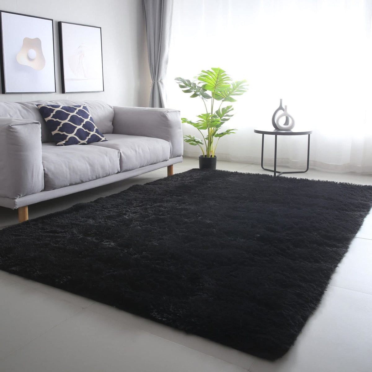 CAIYUECS White Fluffy Bedroom Rug 5x7 – Ultra Soft Shag Dorm Decor