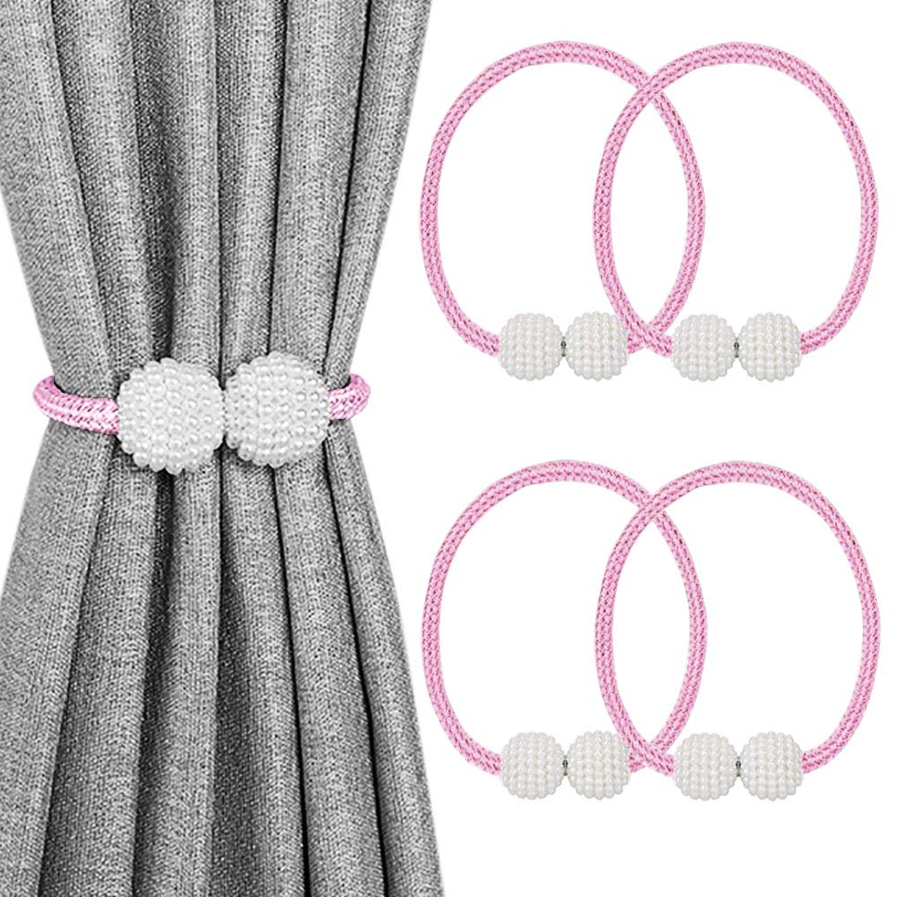 MELALUXE 6 Pack Magnetic Curtain Tiebacks, Decorative Curtain Holdbacks for Window Décor (Grey)