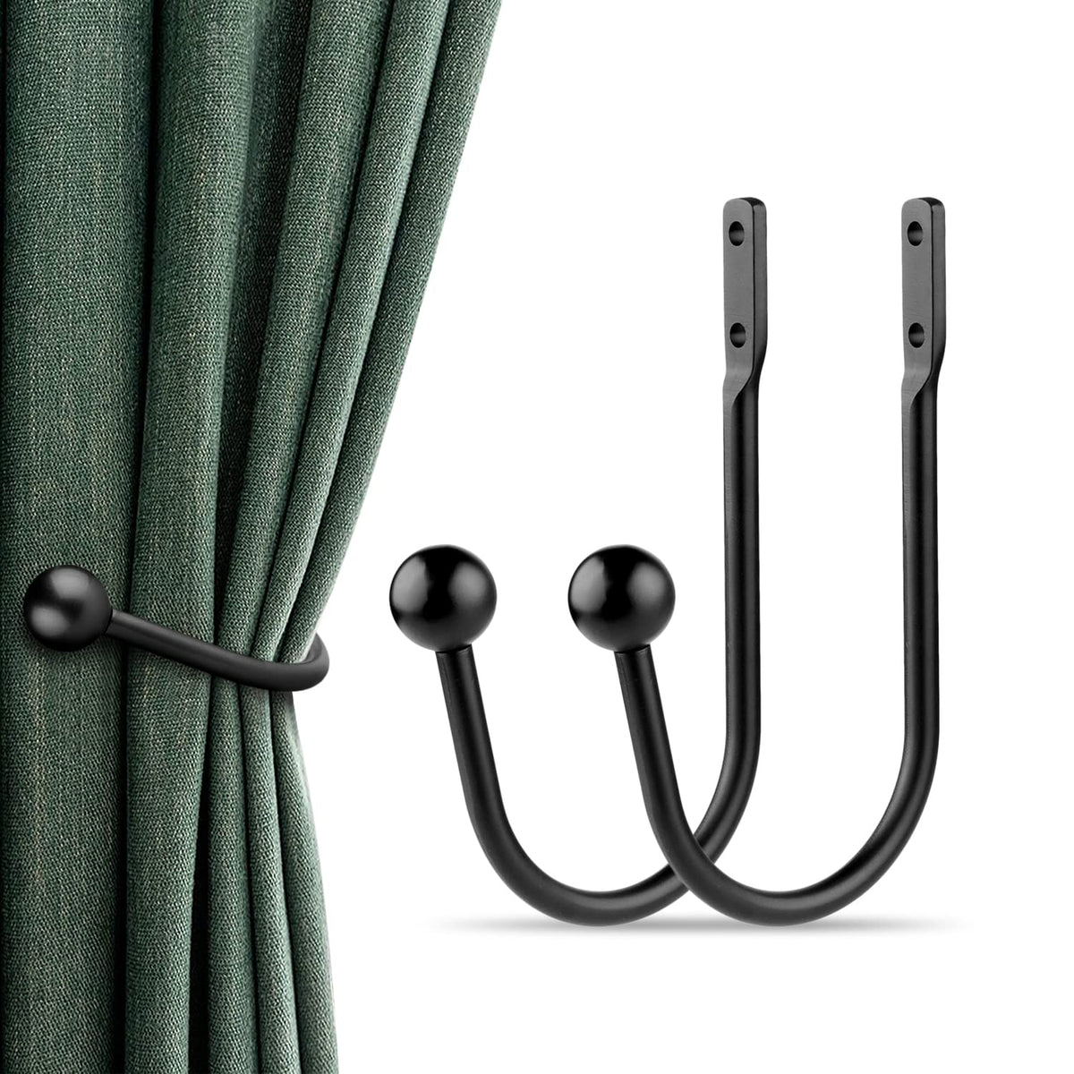 Curtain Holdbacks Tiebacks, 4pcs Curtains Holder Hooks for Home Decor