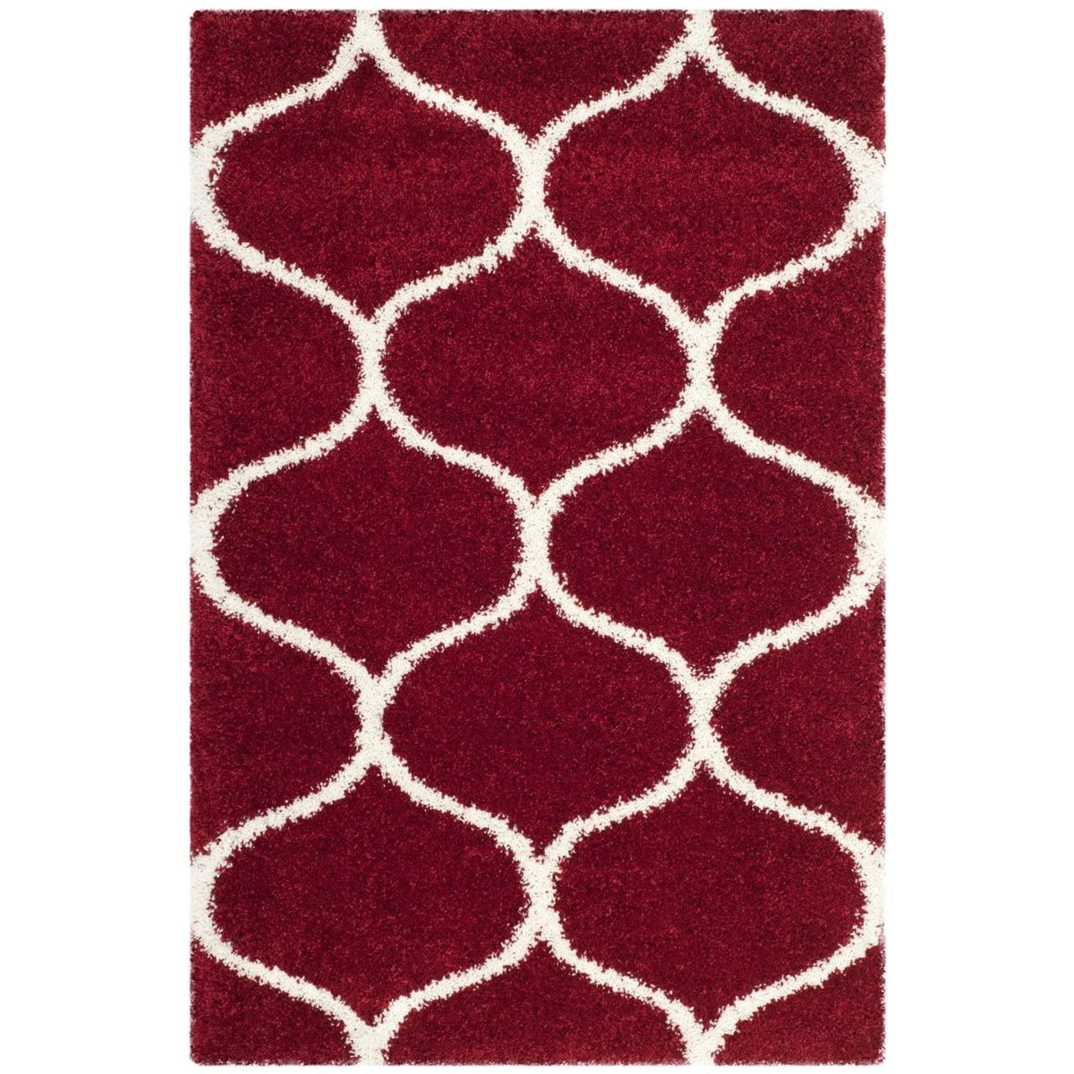 SAFAVIEH Hudson Shag Collection 9' x 12' Grey/Ivory SGH280B Moroccan Ogee Trellis Non-Shedding Living Room Bedroom Dining Room Entryway Plush 2-inch Thick Area Rug