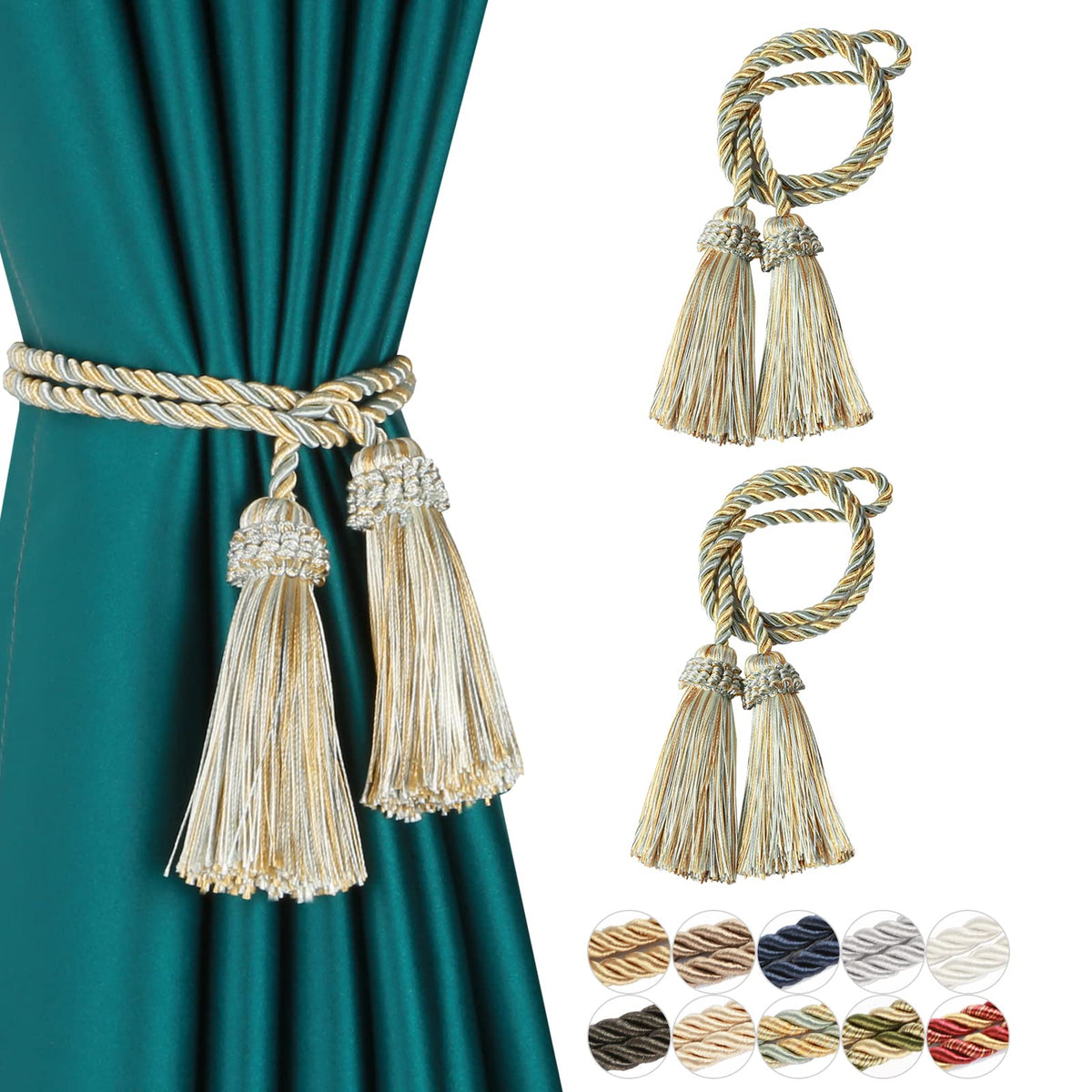 Curtain Tiebacks Handmade Curtain Holdbacks Rope with Tassel