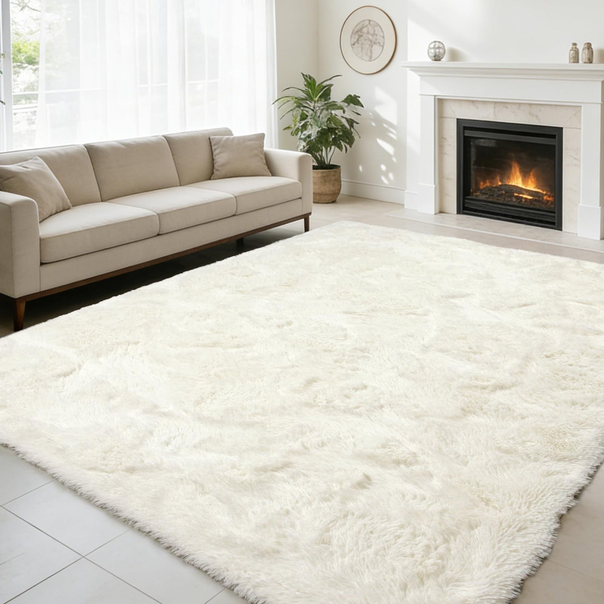 8x10 Fluffy Area Rugs for Living Room,Geometric Shag Area Rug for Bedroom