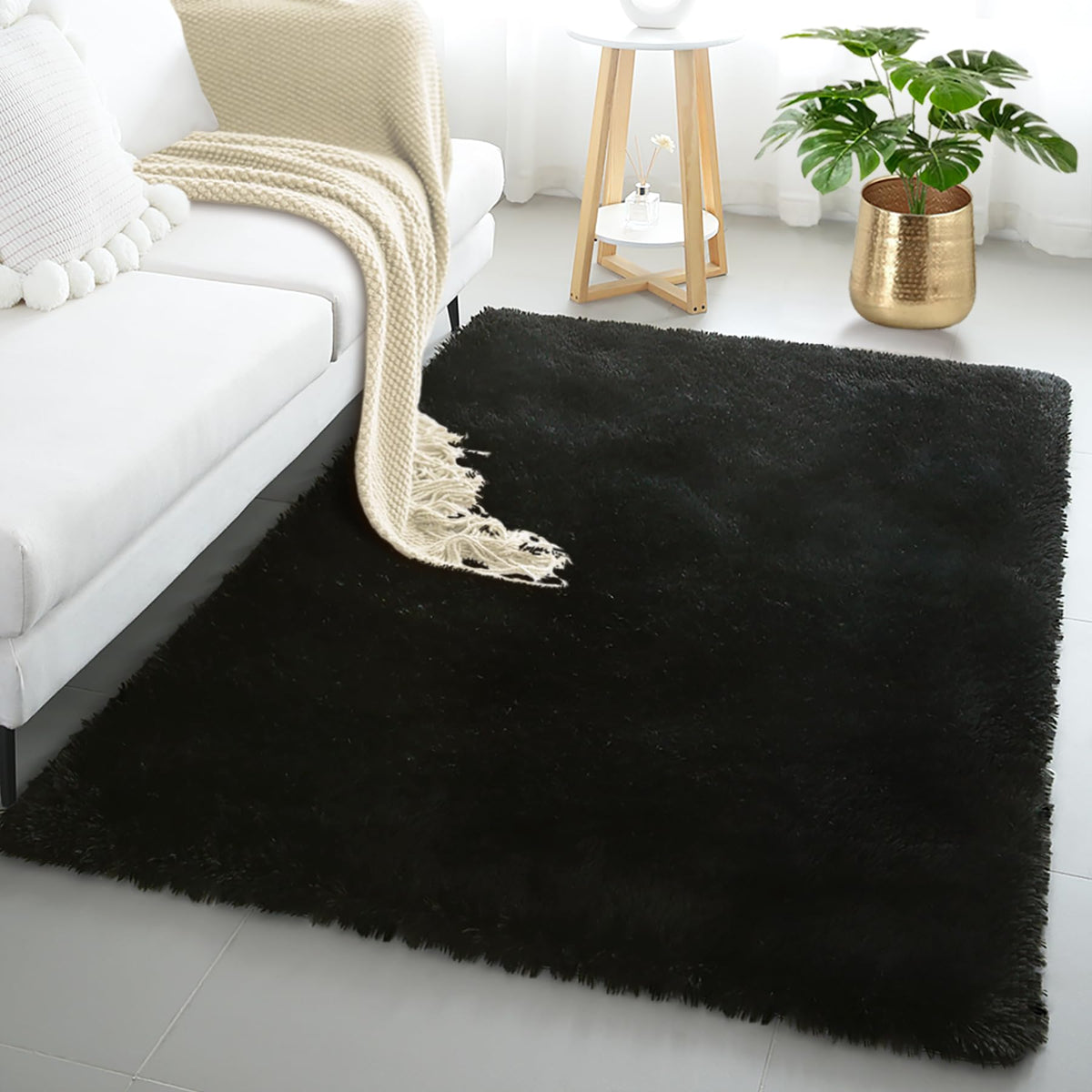 KICHOWUA 4x6 Fluffy Fuzzy Kids Shag Rainbow Rug for Girls Bedroom Playroom