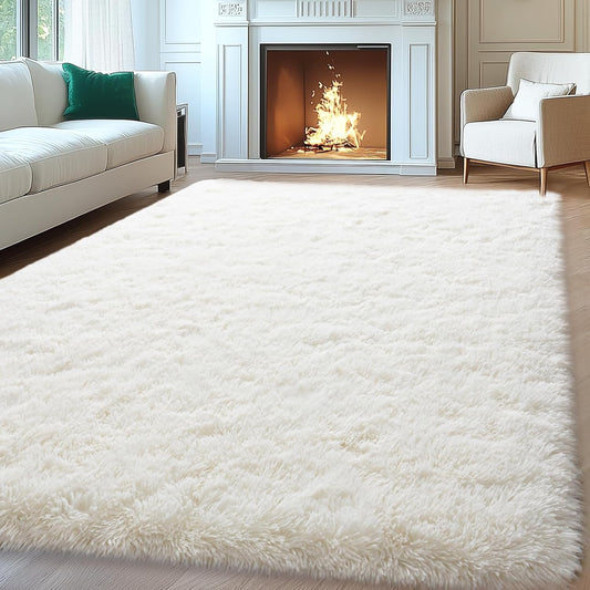 Mugorn 8x10 Area Rugs for Living Room, Large Fluffy Cream White Rugs