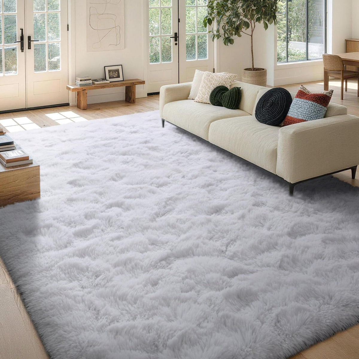 8x10 Area Rugs for Living Room Fluffy Carpet(Black)