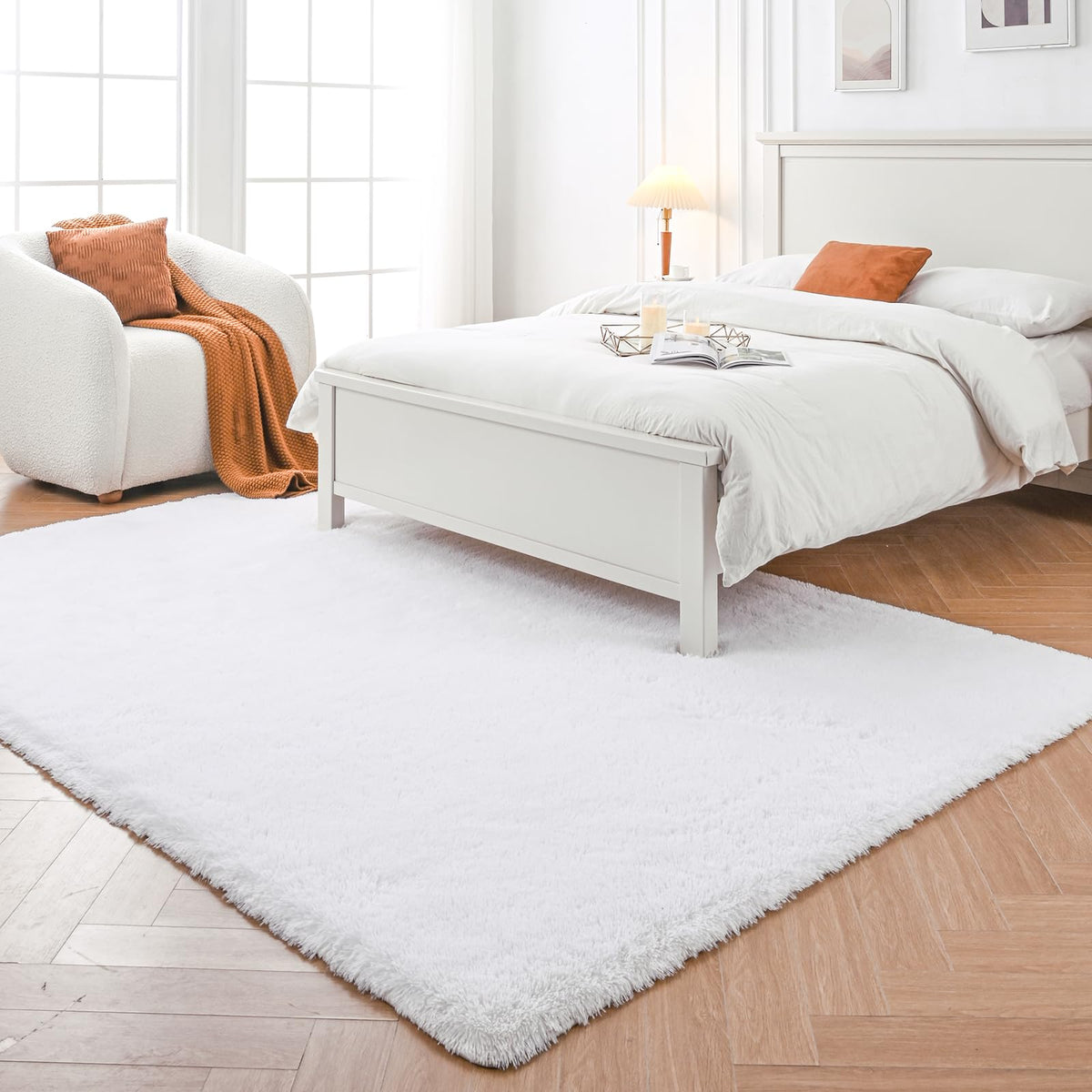 Grey Shag Rug for Living Room 6x9 - Soft Fluffy Plush Area Carpet